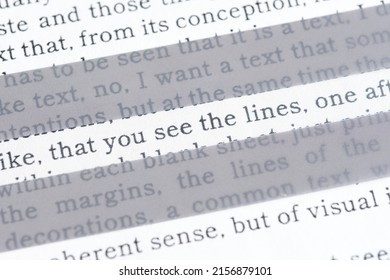 Reading Ruler, Overlay Guide To Help Reading For People With Dyslexia. Close-up Image Without People.