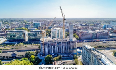 Reading, UK: Town Centre Drone Shot