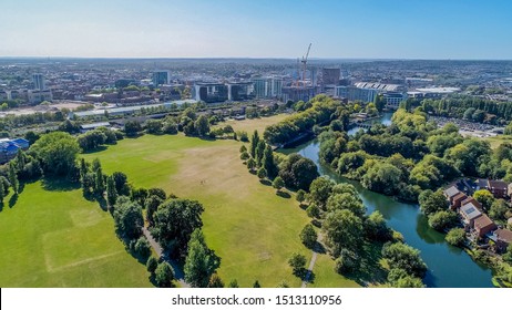 Reading, UK: Town Centre Drone Shot