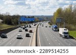 Reading, UK: Traffic on the M4 Smart Motorway heading away from London.