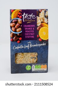 Reading, United Kingdom - January 16 2022:  A Box Of Sainsbury's Taste The Difference Stuffing Mix Flavoured With Carnberry, Orange And Roast Chestnut