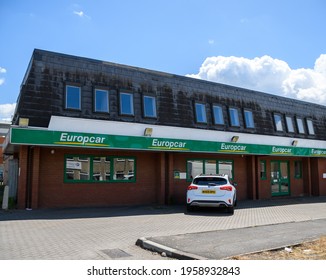 Reading, United Kingdom - June 05 2020:  The frontage of Europcar Car Hire centre in Basingstoke Road