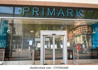 Reading, United Kingdom - June 09 2020:  The entrance to Primark during the coronavirus lockdown in Broad St