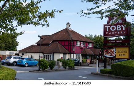 Reading, United Kingdom - September 01 2018:   The Exterior of the Toby Carvery pub and Restaurant off Rushey Way in Lower Earley