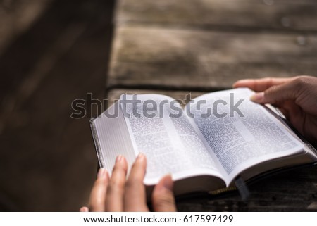 Reading the Word of God the Bible Holy Book 