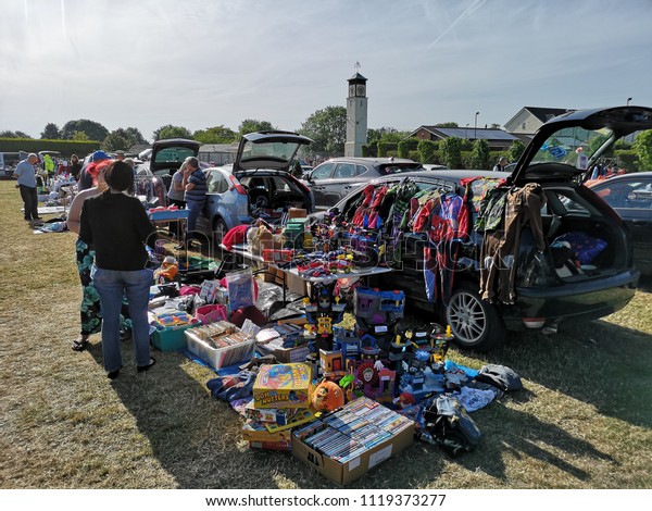 Reading,U.K-June 24,2018:Thatcham car boot sale\
is the biggest weekly boot sale.Usually takes place every Sunday\
from April through to\
November.