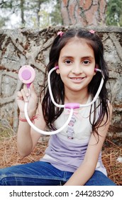 Ready for checkup with stethoscope.