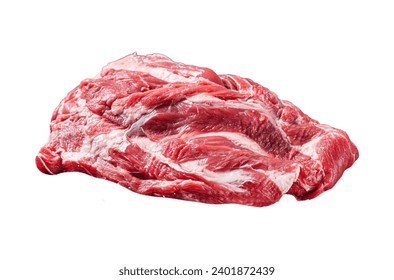 Ready for cooking on grill Boneless lamb meat, raw neck meat with herbs. Isolated on white background - Powered by Shutterstock