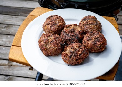 Ready To Eat - Grilled Venison Burger From A Charcoal Grill