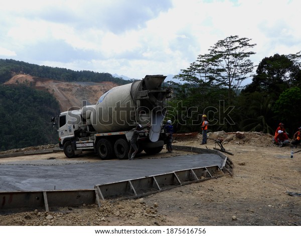 Ready\
Mix concentrate.\
Photo taken on September 29, 2020.\
location of\
the Bener Purworejo Dam, Central Java,\
Indonesia