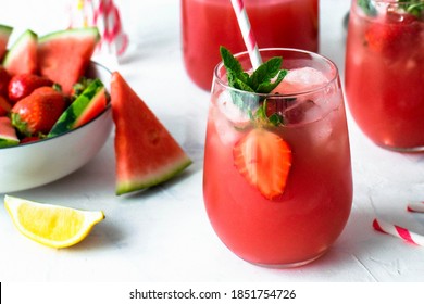 Ready Serve Atermelon Strawberry Lemonade Cocktail With Mint