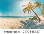 Ready for a Summer vacation. Summer vacation at a tropical beach with palm trees