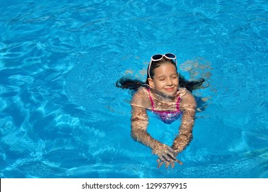 Real Adorable Girl Relaxing Swimming Pool Stock Photo 1299379915 ...