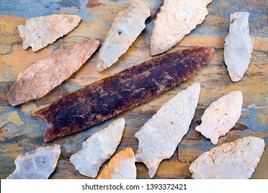 Real American Indian Arrowheads Made Around Stock Photo 1393372421 ...