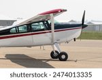 The real American Muscle. Sleek and sporty tailwheel aircraft. A classic bush plane with high wings and single engine propeller. Black white and red paint, ready for adventure