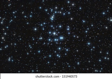 Real astronomic picture taken using telescope, it is an open stars cluster known as praesepe, in cancer constellation