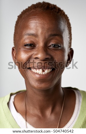 Real black african woman smiling portrait full collection of diverse faces