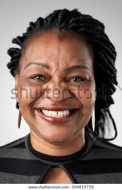 Real Black African Woman Smiling Portrait Stock Photo 504819718 ...