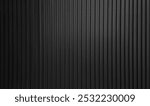 real black chrome corrugated metal sheet wall showing vertical pattern, bolts, screw. modern industrial dark black metal sheet wall facade. wide surface of aluminum wall texture use for design.