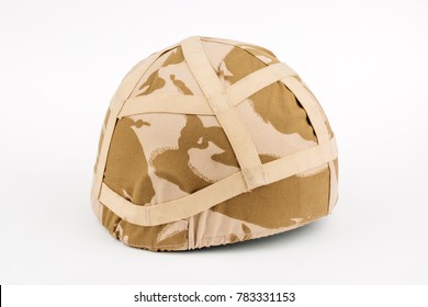 Real British Army Helmet With Desert Camo Cover