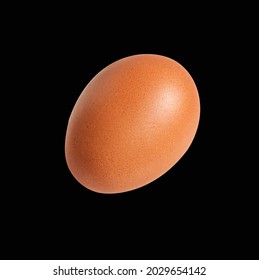 Real Chicken Egg With Clipping Path, No Shadow In Black Background