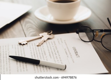 Real Estate Agency Office Objects Isolated On Table