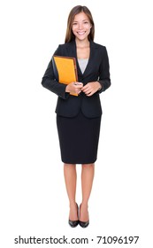 Real Estate Agent Businesswoman On White Background. Asian Business Woman Standing In Full Body.