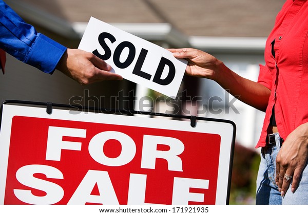 Real Estate Agent Giving Buyer Sold Stock Photo (Edit Now) 171921935