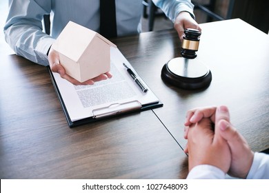 Real Estate Auction Bid Property Sale Judgment With Gavel Wooden