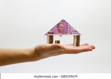 Real Estate Home With India Currency 2000 Rupee Note House