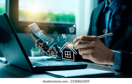 Real estate investment, Buy, own, and sell properties for profit. Cash flow, appreciation, tax advantages. Research, strategy, Real estate investment yields financial rewards. real estate market - Shutterstock ID 2330862509