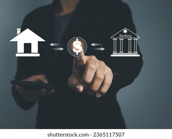 Real Estate Investment Exchange with financial and investment banks Using real estate as business collateral Bank interest rates Estimate price for trading - Shutterstock ID 2365117507