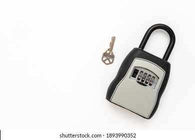 Real Estate Lock Box And A Key With Copy Space