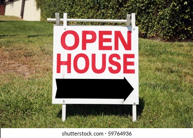 Real Estate Open House Sign In A Yard