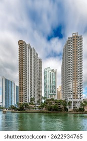 Real estate projects and downtown developments shaping the vibrant Brickell neighborhood in Miami, Florida, USA
