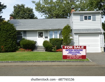 Real Estate For Sale Sign Bungalow Split Level Home USA