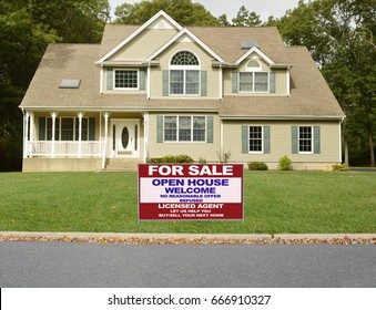 Real Estate For Sale Sign Suburban McMansion Home USA