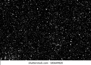 Real falling snow on a black background for use as a texture layer in your project.  Add as "Lighten" Layer in Photoshop to add falling snow to any image.  Adjust opacity to taste.   