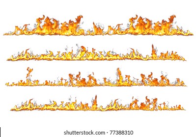 real fire lines isolated on white
