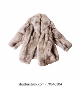 Real Fox Fur Coat Isolated On White Background