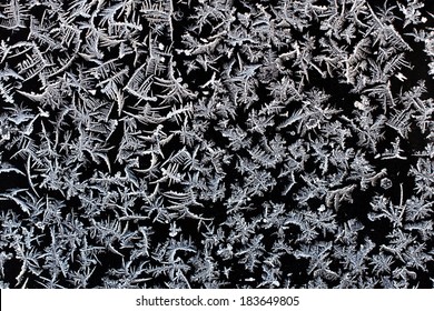 Real Frost Crystals On A Black Surface.   This Image Makes A Great Background Or Texture Layer To Overlay And Add A Frost Effect To Any Image.   