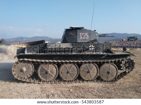 Real german tank. Fixed tank. German tank from real war