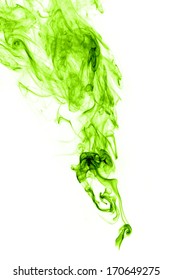 Real Green Smoke On White Background