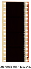 real high res scan of 35mm movie film strip with sound waves or empty photo frame placeholder on white background