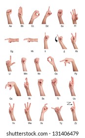 Real Human Hands Demonstrating Sign Language Of The Alphabet