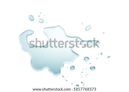 real image, top view spilled water drop on the floor isolated with clipping path.