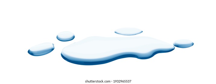 Real Image,spilled Water Drop On The Floor Isolated With Clipping Path On White Background.