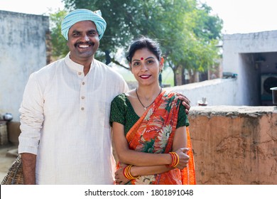 Real Indian Couple Portrait With Simle