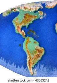 Real Looking Earth Map, North, South, Center America.