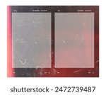 Real macro photo film frame strip high-resolution blank filter. 35mm scan template texture effect. Editable camera roll social stories design. Isolated vintage analog cinema empty scratches